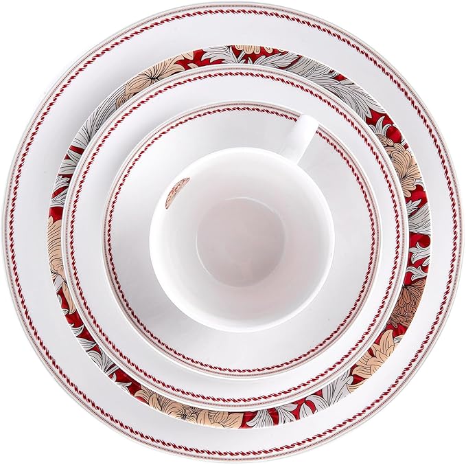 STPGoods 20-Piece Dinnerware Set - Porcelain Plates and Bowls Set with Mugs Dessert Salad Dinner Plates and Bowls Sets William Morris Floral Design Dishes Set - Service for 4