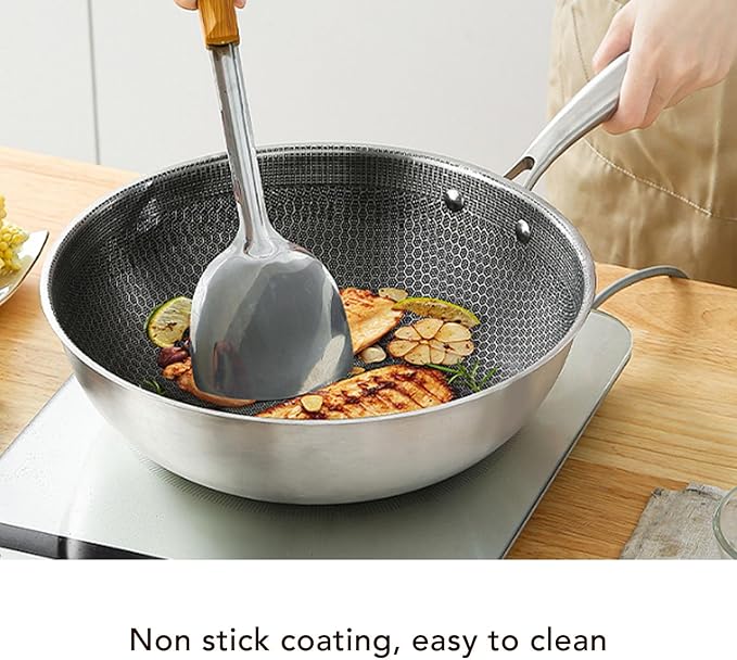 Stainless Steel Pots and Pans Set Nonstick Kitchen Cookware Set with Frying Pan Saute Pan Saute Pot Compatible with Gas Electric Induction for Home Kitchen