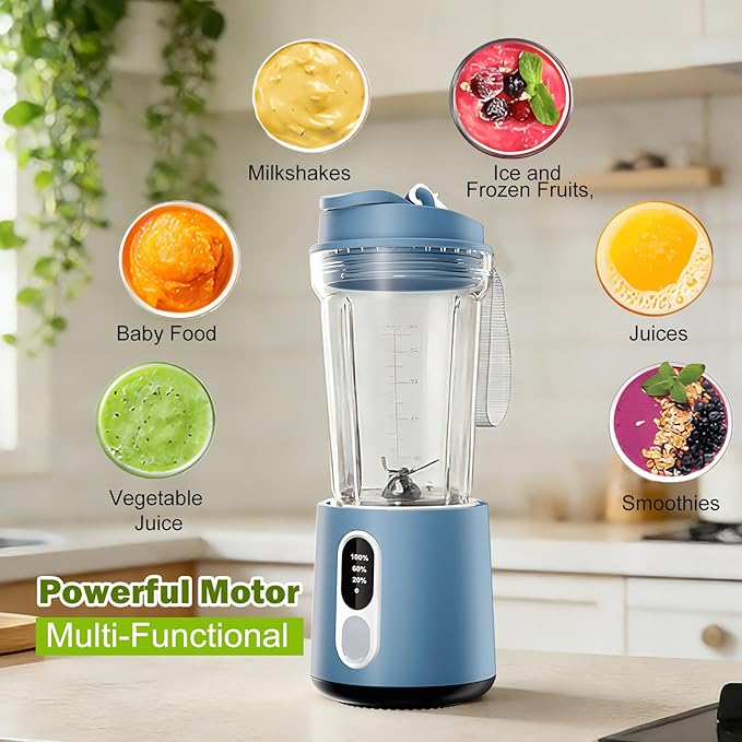 Portable Blender for Smoothies Personal Blender - 500ML Electric Juicer 300 Watt Small Blenders for Shakes and Smoothies Portable juicer for Baby Food Travel Beach Office Sports