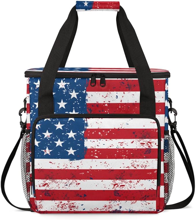 Star-Spangled 4th of July Coffee Maker Carrying Bag Travel Storage Bag Compatible with K-Mini or K-Mini Plus Single Serve Coffee Brewer Carrying Case with Multiple Pockets &amp Shoulder Strap