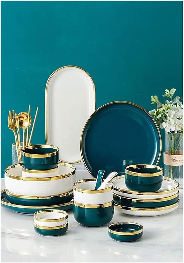 GaRcan Dinner Plate Luxurious Dinner Set for Party or Wgifts Dinnerware Set China Dinner Set Plates and Bowls Sets for Restaurant and Wgifts