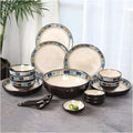 Beautiful 20-Piece Kitchen Dinnerware Set Durable Ceramic Dinner Plate Sets Checkered Pattern Plates Set &amp Dishes Set Plates Dishes Bowls Service for 4 Dishes Dessert Plates