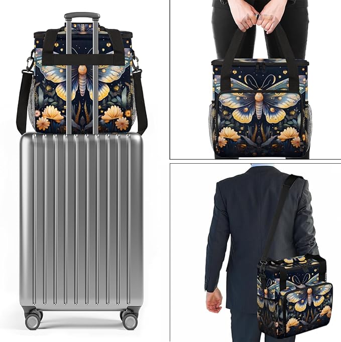 Gothic Butterfly Coffee Maker Carrying Bag Dreamy Butterfly Travel Storage Bag Compatible with K-Mini or K-Mini Plus Single Serve Coffee Brewer Carrying Case with Multiple Pockets &amp Shoulder Str