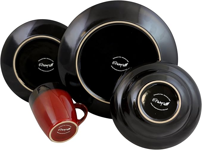 Elama’s Tanizia 16 Piece High Gloss Dinnerware Set
