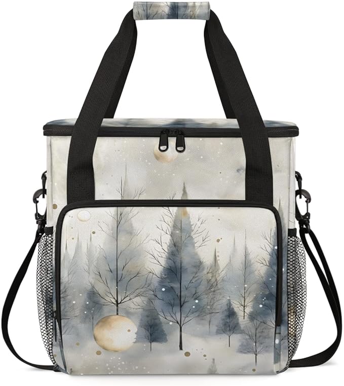 Xmas Tree Coffee Maker Carrying Bag Abstract Tree Travel Storage Bag Compatible with K-Mini or K-Mini Plus Single Serve Coffee Brewer Carrying Case with Multiple Pockets &amp Shoulder Strap
