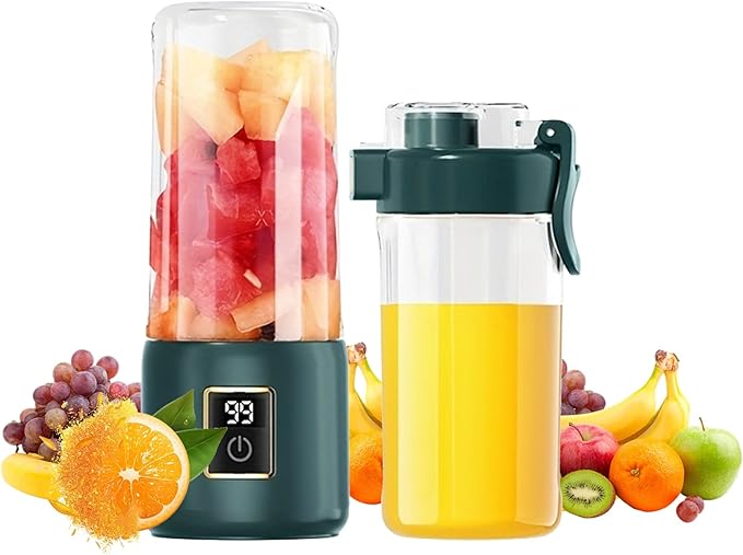 Portable Blender Mini Blendersmall blender for smoothies 12 Blades Perfect for Blending Small Convenient Multifunctional with Digital Touch Screen Suitable for Family Travel (olive green)