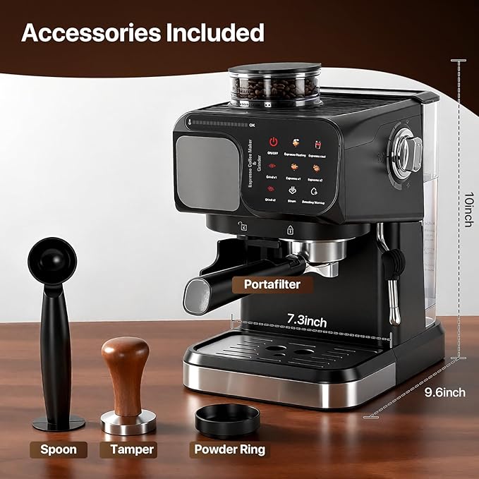 Espresso Machine Professional Home Espresso Maker Espresso Coffee Fast Heating for Cappuccino/Latte Coffee Machine for Home Office for Latte Cappuccino-Black