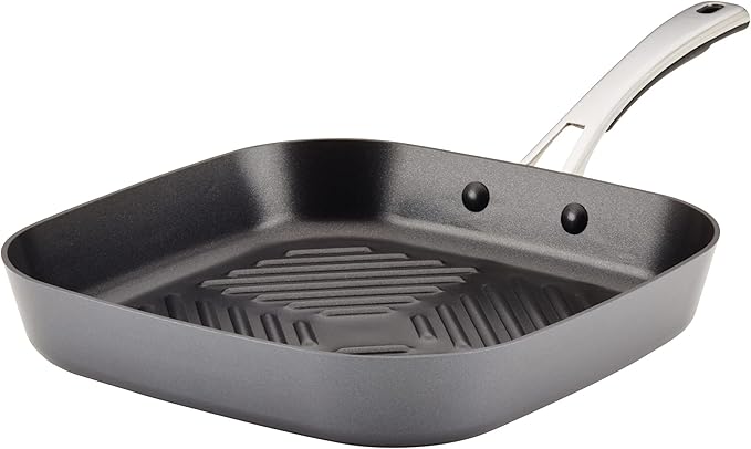 Rachael Ray Cook + Create Hard Anodized Nonstick Deep Grill Pan/Griddle 11 Inch - Black