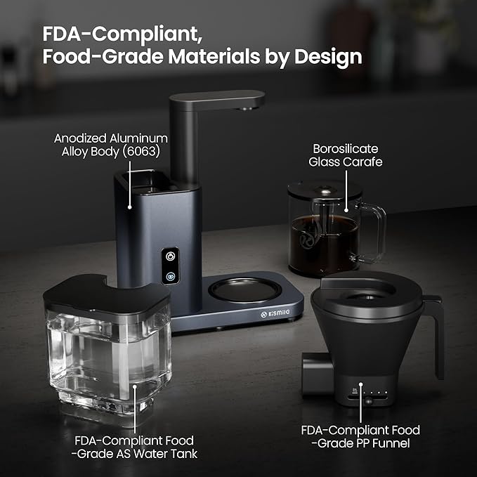 Kismile 8 Cup Drip Coffee Maker Machine Pour Over Coffee Brew with 3s Instant Heat 197-205℉ Removable Water Tank Adjustable Flow Control Deep Cold Brew &amp Keep Warm 40 Min Easy to Clean(Blue)