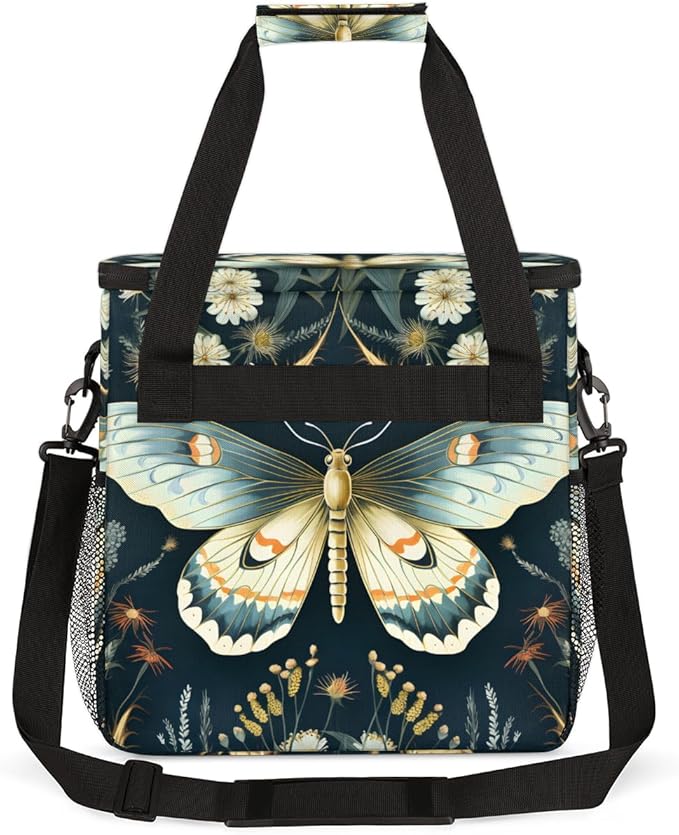 Gothic Butterfly Coffee Maker Carrying Bag Glitter Butterfly Travel Storage Bag Compatible with K-Mini or K-Mini Plus Single Serve Coffee Brewer Carrying Case with Multiple Pockets &amp Shoulder St
