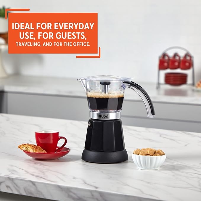 IMUSA 6 or 3 Cup Electric Espresso Maker Black Coffee Machine for Cuban Coffee Moka and Espresso Drinks