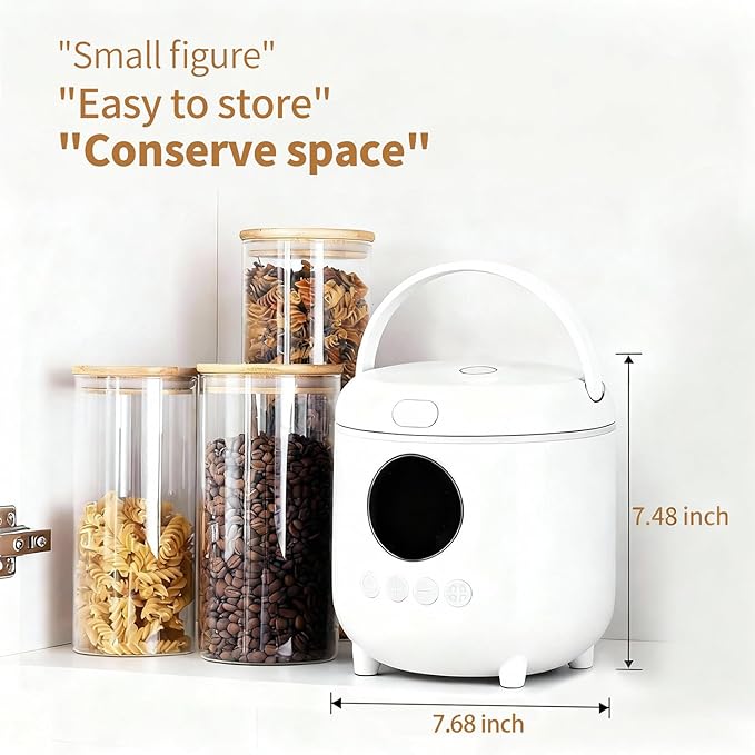 Mini Rice Cooker with timer 2-Cups Uncooked/4-Cups Cooked with Handle 6 Intelligent Cooking Modes for White Rice Quinoa Oatmeal - with Nonstick Inner Pot (White)