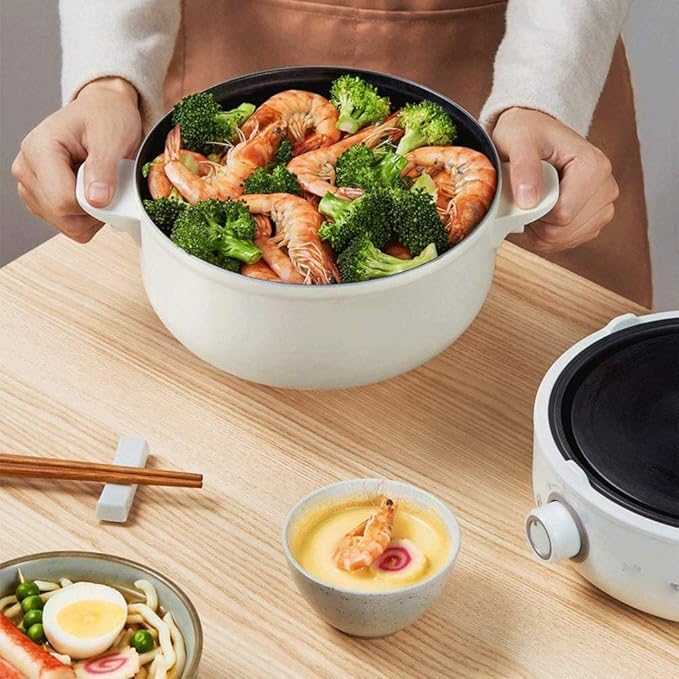 Electric Hot Pot Multifunction Rice Cooker Portable Split Type Pot Kitchen Cooker Non-Stick Frying Pan for Travel Kitchen with Steamer (Size : 262 * 214 * 252MM)
