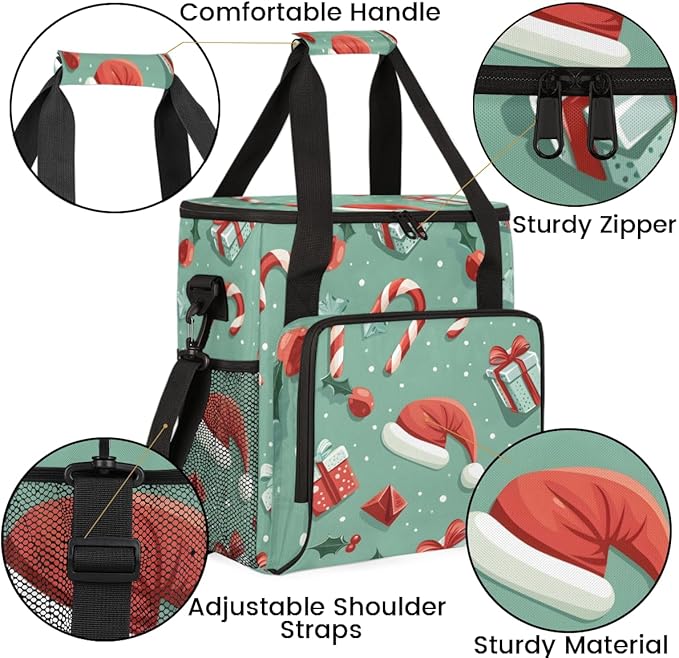 Christmas Hat Coffee Maker Carrying Bag Abstract Hat Travel Storage Bag Compatible with K-Mini or K-Mini Plus Single Serve Coffee Brewer Carrying Case with Multiple Pockets &amp Shoulder Strap