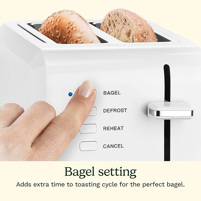 Cuisinart CPT-122 2-Slice Compact Plastic Toaster Slots for Bagels &amp Bread 7 Shade Settings Cancel/Defrost/Reheat Functions Removable Crumb Tray Small Kitchen Appliance for Home &amp Office