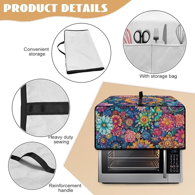 Mandala Floral Toaster Oven Air Fryer Cover Heat-Resistant Waterproof Dust-proof Protective Covers Compatible with Smart Oven Air Fryer Smart Oven for Parties &amp Gatherings
