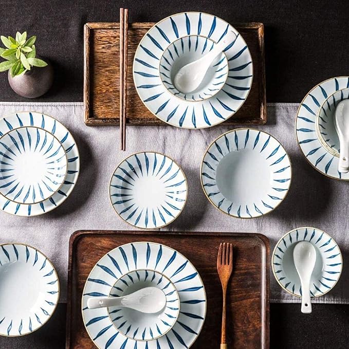 Dishes/Plate/Bowl Set18 Pieces Ceramics Dinner Sets Vintage Hand Painted Porcelain Tableware Set Housewarming Gifts