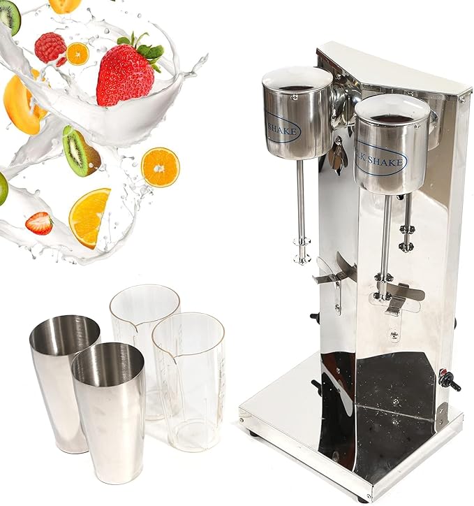 650ML Milkshake Machine Electric Milk Shakers 360W Commercial Milkshake Machine 18000rpm Milkshake Maker Machine Double Head Drink Mixer Stainless Steel Milk Shaker Maker Mixer Smoothie Milk