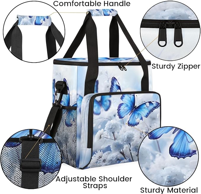 Flowers Butterfly Coffee Maker Carrying Bag Dreamy Butterfly Travel Storage Bag Compatible with K-Mini or K-Mini Plus Single Serve Coffee Brewer Carrying Case with Multiple Pockets &amp Shoulder St