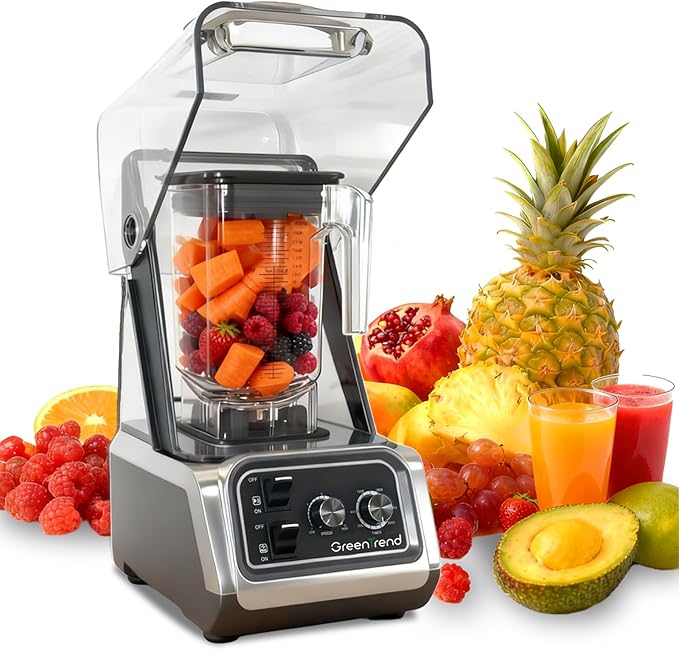 2200W Commercial Blender with Soundproof Enclosure | 80oz BPA-Free Jar | Self-Cleaning &amp Ice Crush Pro | Quiet Smoothie &amp Shake Maker for Restaurants Kitchens Cafes Smoothie Bars