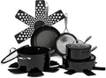 12-Piece Non-Stick Aluminum Cookware Set with Induction Base Oven Safe Black Finish (Black &amp Gunmetal)