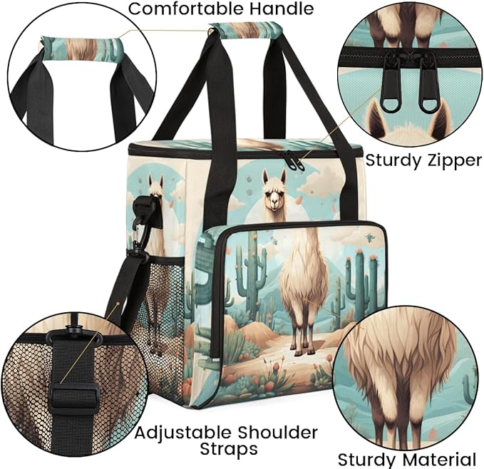 Tropical Desert Alpaca Coffee Maker Carrying Bag Travel Storage Bag Compatible with K-Mini or K-Mini Plus Single Serve Coffee Brewer Carrying Case with Multiple Pockets &amp Shoulder Strap