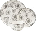 Dinnerware Set 12pcs Porcelain Bouquet 12 X 15 White Floral Modern Contemporary Round 12 Piece Microwave Safe
