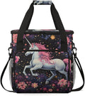 Lively Unicorn Coffee Maker Carrying Bag Flower Unicorn Travel Storage Bag Compatible with K-Mini or K-Mini Plus Single Serve Coffee Brewer Carrying Case with Multiple Pockets &amp Shoulder Strap