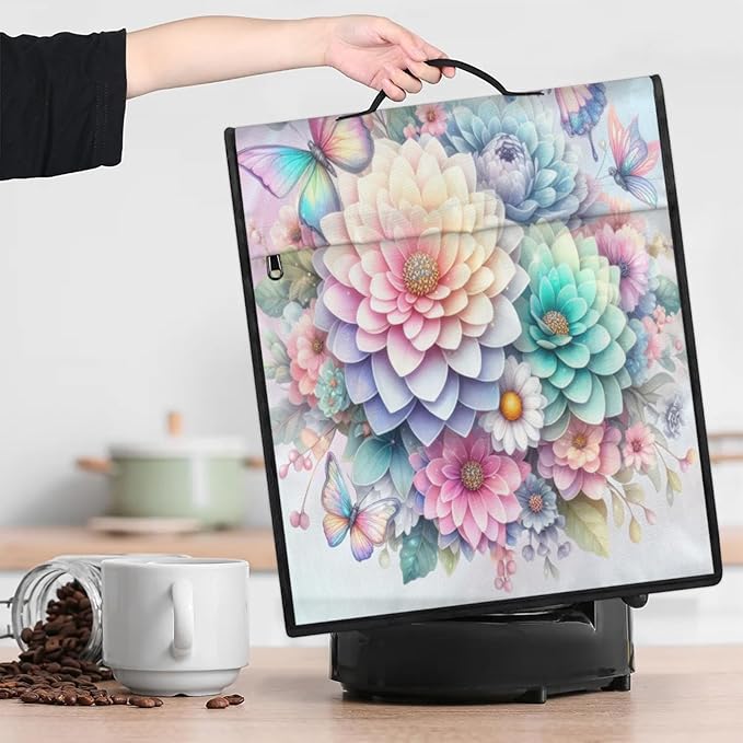 Kitchen Aid Mixer Cover Rainbow Flower Stand Mixer Cover Compatible with 6-8 Quarts Stand Mixers Dust Covers with Zipper Pocket Foldable Washable Kitchen Aid Organizer Bag