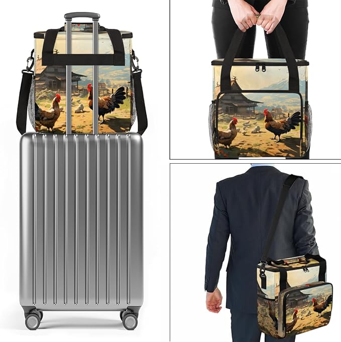 Cock Rooster Coffee Maker Carrying Bag Portable Travel Storage Tote Bag Compatible with K-Mini or K-Mini Plus Single Serve Coffee Brewer Carrying Case with Multiple Pockets &amp Shoulder Strap