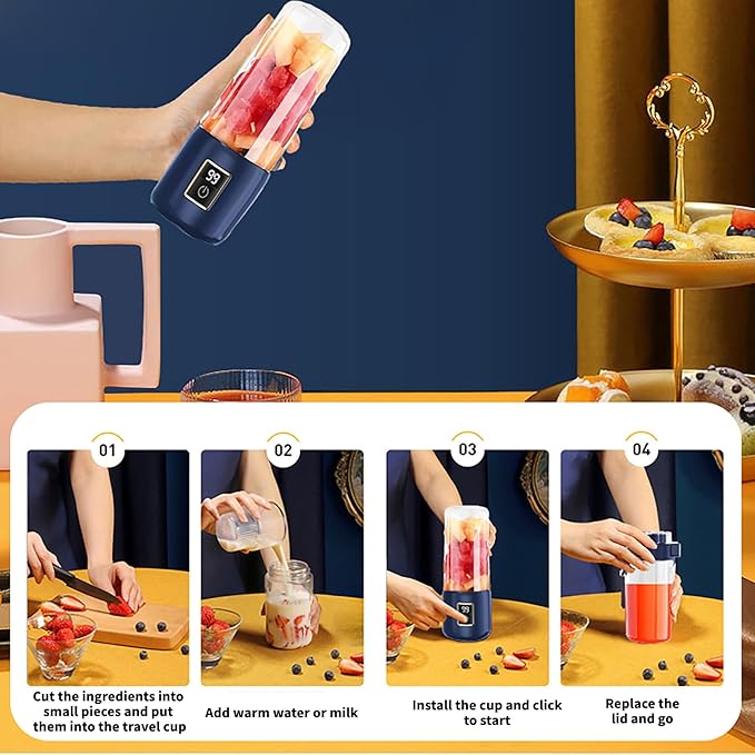 Portable Blender Mini Blendersmall blender for smoothies 12 Blades Perfect for Blending Small Convenient Multifunctional with Digital Touch Screen Suitable for Family Travel