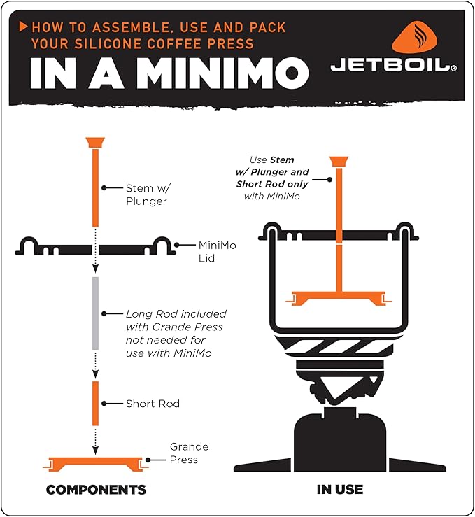 Jetboil Silicone French Press Coffee Maker Camping and Backpacking Stoves1000 milliliters Grande