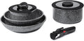 ROSSETTO 7pcs Pots and Pans Set Non Stick from France Ceramic Cookware Set with Removable Handle Induction RV Kitchen Cookware Set Stackable PFOA and PFAS Free Oven Safe Black Granite