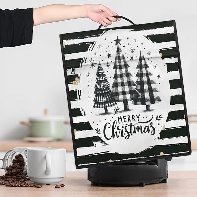 cfpolar Kitchen Aid Mixer Cover Compatible with 6-8 Quarts Christmas Tree Black And White Stand Mixer Cover Kitchen Aid Mixers Accessories Appliance Organizer Bag Dust Covers with Zipper Pocket