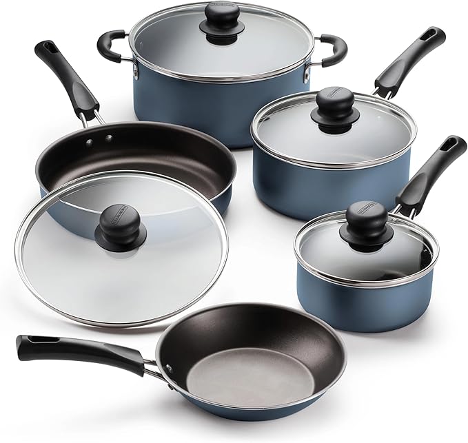 9-Piece Blue Nonstick Cookware Set – Affordable &amp Versatile for Home Kitchens