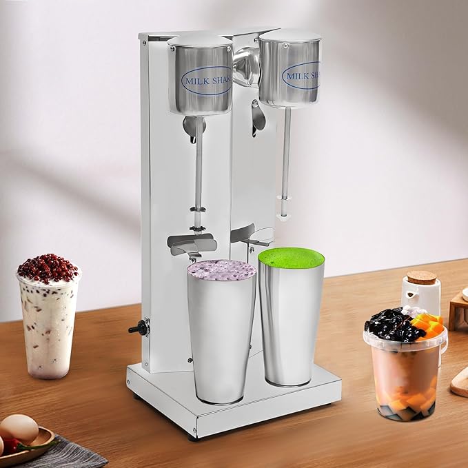 Milkshake Maker Machine Electric Milkshake Blender Maker Commercial Stainless Steel Milk Shaking Machine Double Heads Milk Shaker Electric Drink Mixer for Home Bars Milkshakes Coffee(Style 6)