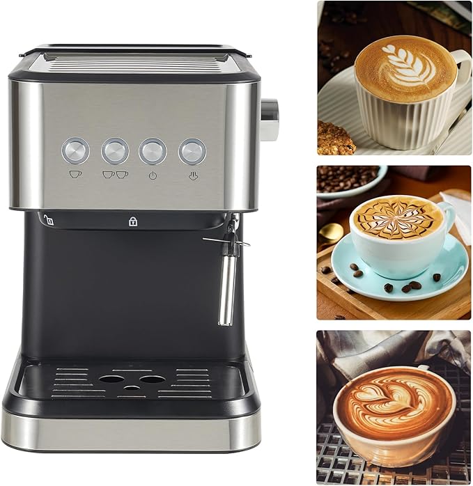 1050W 110V Semi-automatic Coffee Machine with 50.73 Ounces Water Tank Small Drip Coffee Machine Expresso Coffee Machine Cappuccino Machine Espresso Machine Maker for Cappuccino Latte Macchiato