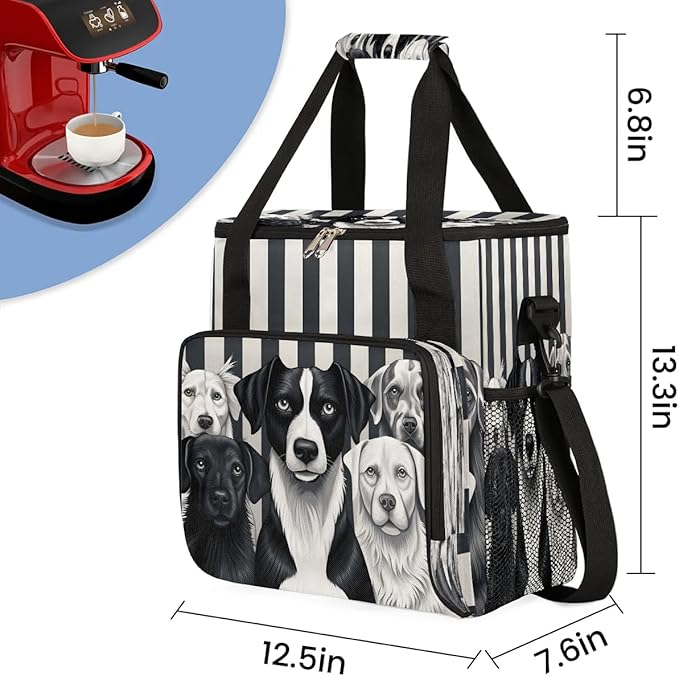 Striped Dog Coffee Maker Carrying Bag for Keurig K-Mini or K-Mini Plus Storage Portable Coffee Maker Travel Bag