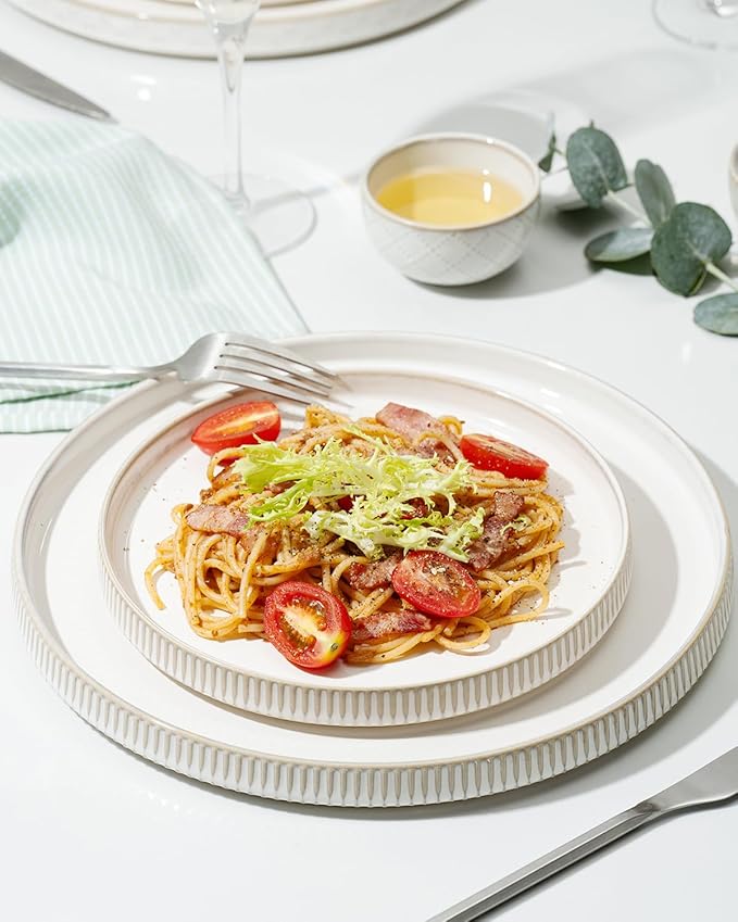 Getstar Dinnerware Sets Plates and Bowls Sets (10.5” Dish + 8” Dish + 6” Bowl) for 4 Microwave and Dishwasher Safe Ceramic Dinnerware Set (12 Piece)