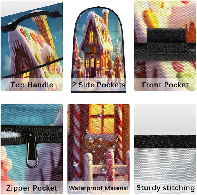 Kitchen Aid Mixer Cover Christmas Gingerbread Man Igloo Stand Mixer Cover Compatible with 6-8 Quarts Stand Mixers Dust Covers with Zipper Pocket Foldable Washable Kitchen Aid Organizer Bag