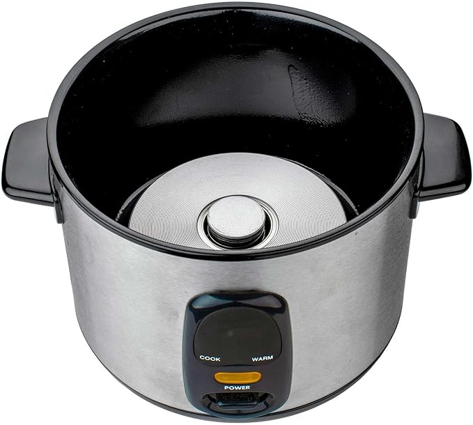 10-Cup Electric Rice Cooker and Steamer – Stainless Steel One-Touch Rice Maker with Keep Warm Function Non-Stick Pot and Glass Lid
