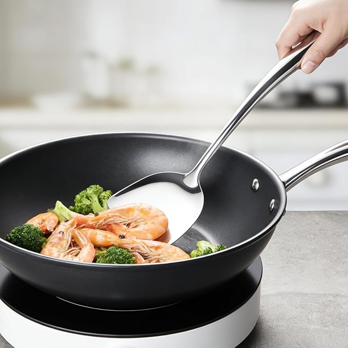 18/10 Stainless Steel Cooking Utensils Set 11 PCS Long Large Metal Cooking Utensil Tools Set Mirror Polished Kitchen Gadget Cookware and Kitchen Tool Set Dishwasher Safe