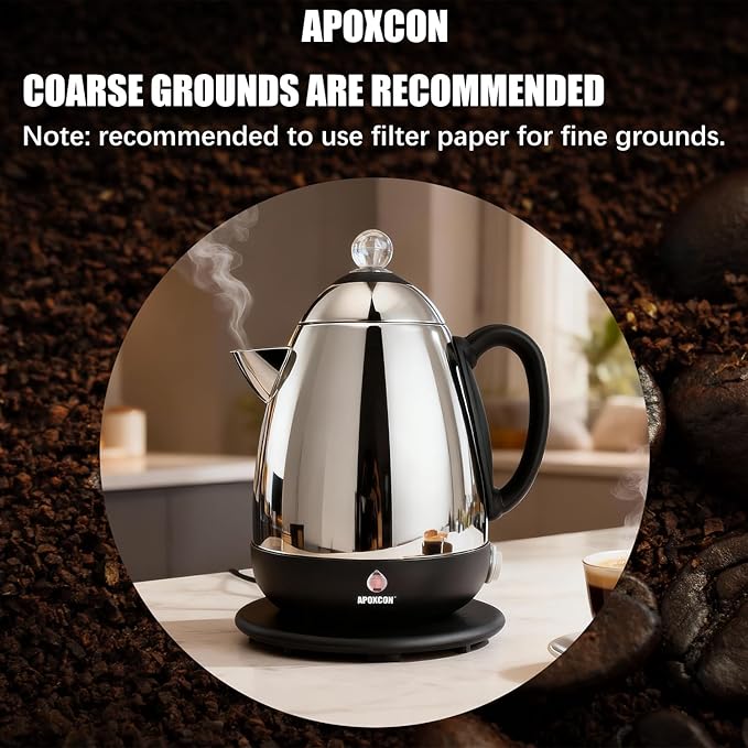 Electric Coffee Percolator Stainless Steel Coffee Maker with Clear Brew Progress Knob and No-Drip Spout Auto Keep Warm &amp Cordless Serving Coffee pot with On/OFF Switch Fast Brew (10 Cup)