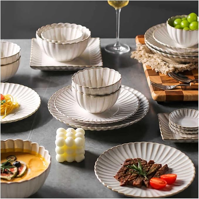 Dinner Sets White Ceramic Dinner Sets Bowl Dish Plates Porcelain Dinnerware Set For Household Hotel2people Set
