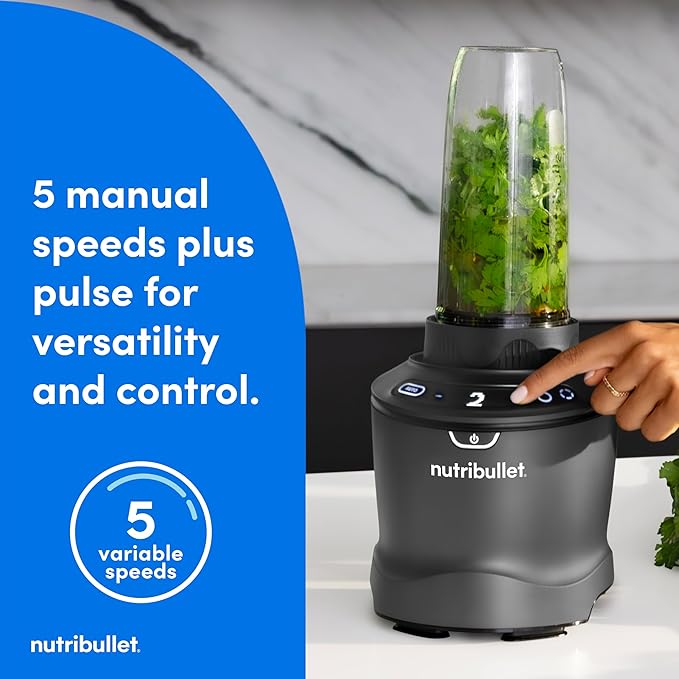 nutribullet® SmartSense Blender Combo 1400W 64oz Pitcher 32oz &amp 24oz Cups 5-Speed Smoothies Ice and Frozen Fruit Nut Milk Soup Gunmetal Gray NBF50700