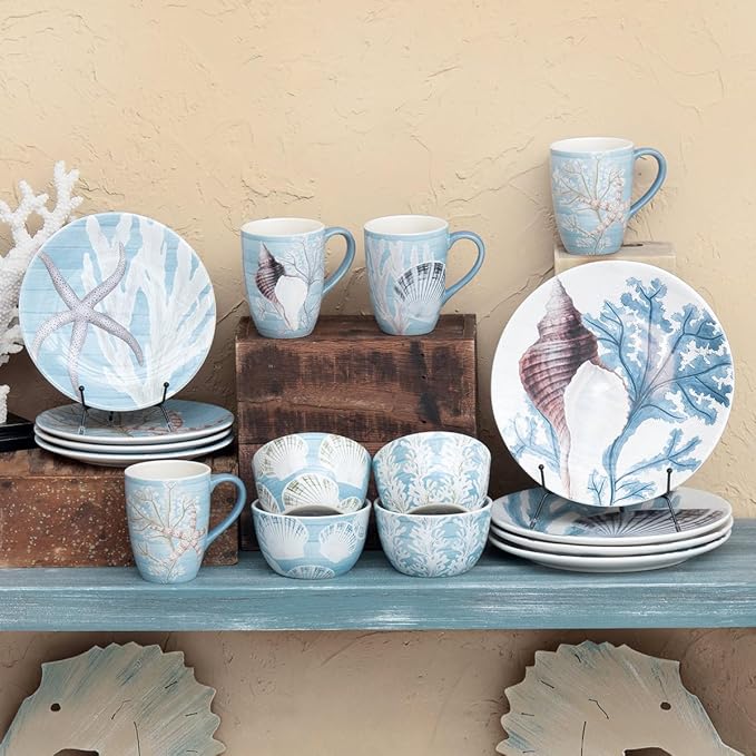 BLACK FOREST DECOR Coral Waters Dinnerware Set (16 Pc)