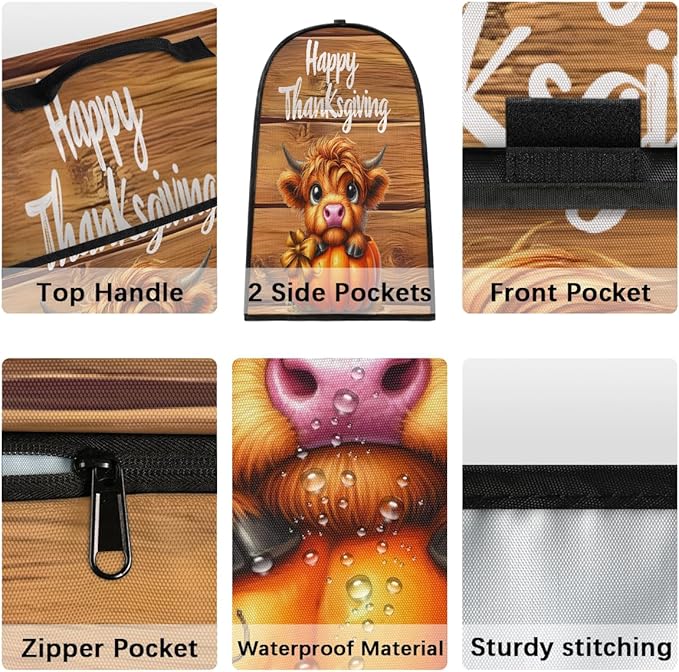 cfpolar Kitchen Aid Mixer Cover Compatible with 6-8 Quarts Thanksgiving Highland Cattle Stand Mixer Cover Kitchen Aid Mixers Accessories Appliance Organizer Bag Dust Covers with Zipper Pocket