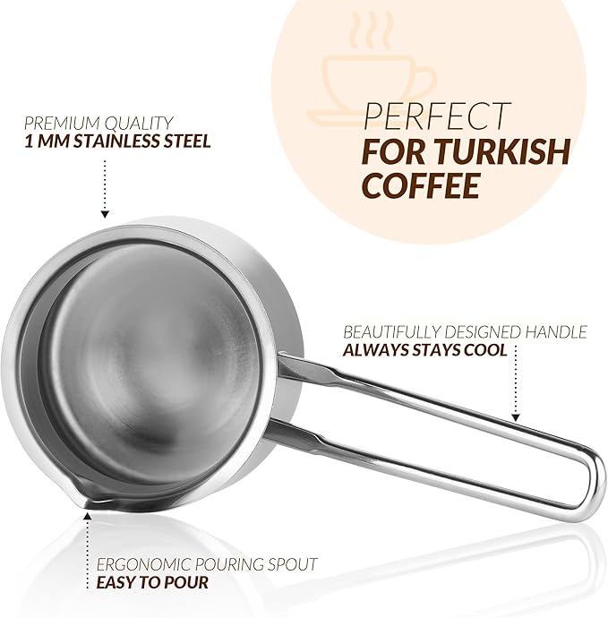 Quality Turkish Coffee Pot - Turkish Coffee Maker Chai Pot Arabic Coffee Pot Briki Greek Coffee Pot Greek Briki Cezve Ibrik (24oz)