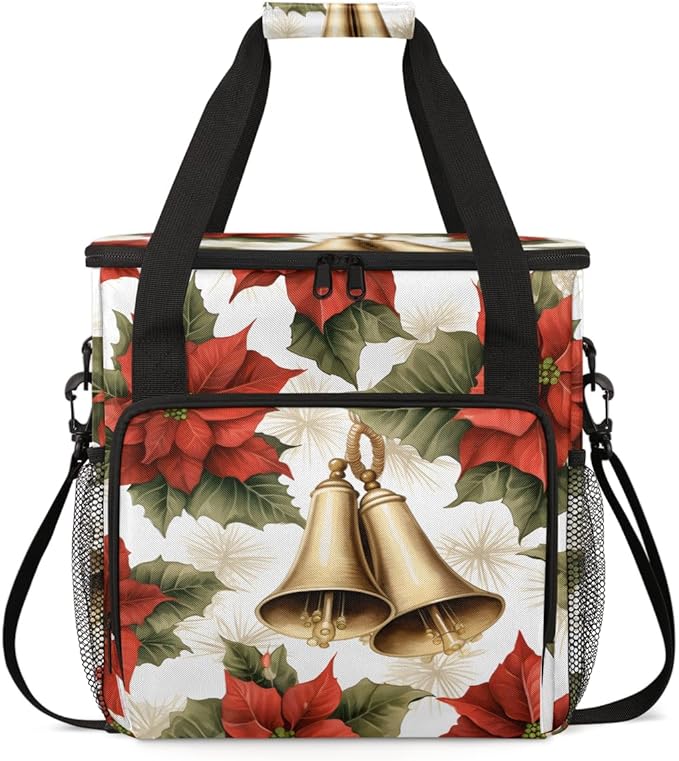 Holly Berry Flowers Coffee Maker Carrying Bag Mystical Flowers Travel Storage Bag Compatible with K-Mini or K-Mini Plus Single Serve Coffee Brewer Carrying Case with Pockets &amp Shoulder Strap