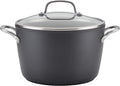 KitchenAid Hard Anodized Induction Nonstick Stock Pot/Stockpot with Lid 8 Quart Matte Black